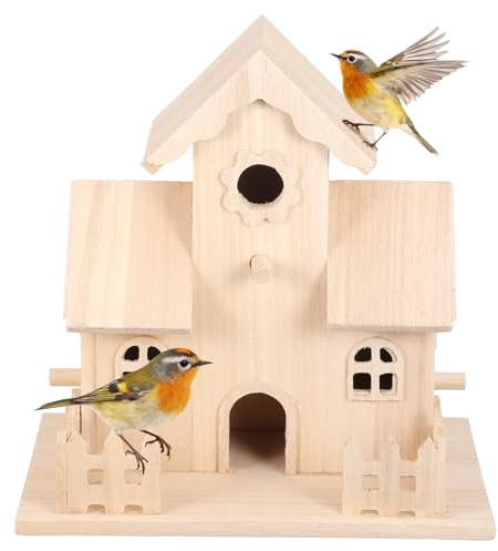 BESPORTBLE Nichoir en Bois Beige Maison Suspendue Décorative pour Oiseaux et Petits Animaux Matériau Bois Naturel pour Décoration Intérieure et Extérieure