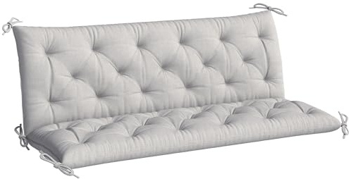 Outsunny Cojín para Banco de Jardín con Respaldo, 150x98x8 cm, Colchón de Banco de 3 Plazas para Interior y Exterior con Relleno Grueso y Cintas de Sujeción, para Columpio, Terraza, Balcón, Gris Claro