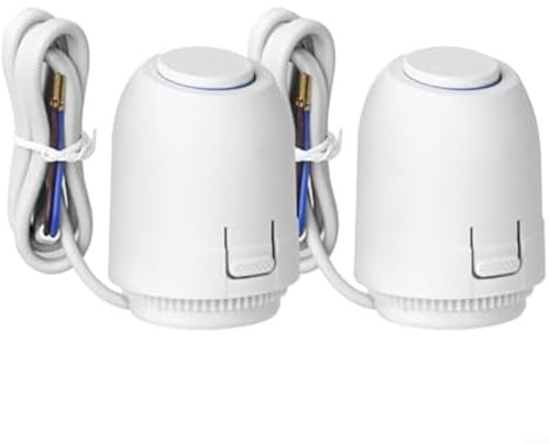 2 attuatori per riscaldamento a pavimento, 230 V, con connessione M30 x 1,5, valvola normalmente chiusa per un controllo affidabile del distributore d'acqua e un funzionamento efficiente del sistema