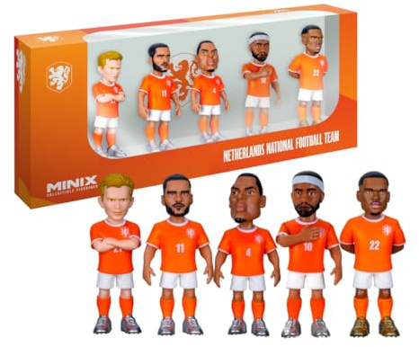 MINIX - Football Stars - Coupe du Monde - Pack - Pays-Bas - 5 Figurines - Figurine à Collectionner 7 cm (Van Dijk, Depay, De Jong, Gakpo, Dumfries)