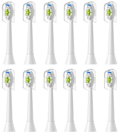 Têtes de brosse à dents rechange, compatibles avec les brosses électriques et autres manches clipser(12pcs White)