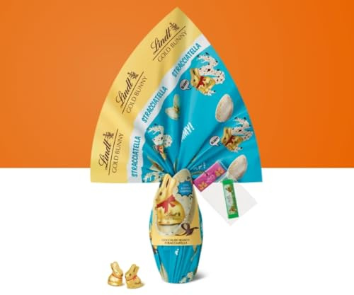 Uovo di Pasqua Lindt Gold Bunny Stracciatella cioccolato bianco e scaglie di cioccolato al latte 260gr regalo bambini