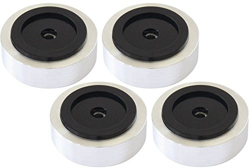 Dynavox Aluminium-Füsse für HiFi-Geräte, 4er-Set, polierte Füße mit hoher Stabilität und Gummi-Dämpfern, Silber