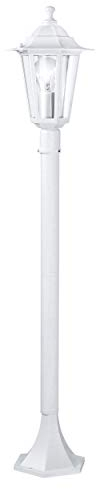 Eglo Laterna 5 Lampada a piantana per esterni, lampada a 1 luce per esterni, lampada in fusione di alluminio e vetro, colore: bianco, attacco: E27, IP44