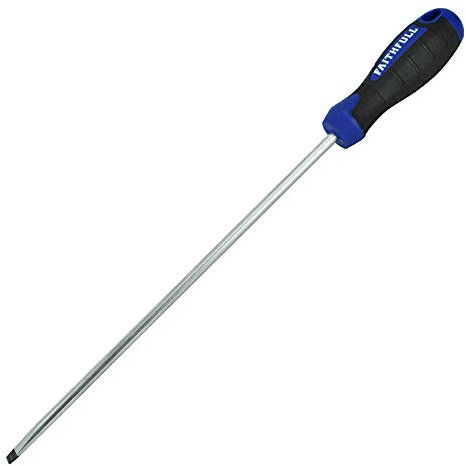 Faithfull Flared Screwdriver, Soft-Grip Handle, Chrome Vanadium Steel Blade with Magnetic Tip - 10mm x 250mm