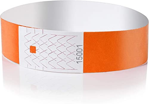 AMAZY Bracelets d'Identification - Lot de 200 Bracelets Papier pour le Contrôle et la Sécurité - pour Événements, Soirées, Festivals et Voyages - Bracelets d'Entrée Solides et Imprimables, Orange