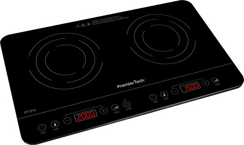PremierTech Piastra a Induzione Doppia, 2 Zone, 10 Livelli di Potenza, 3500 Watt, Timer 180 min, Ultra Slim, Portatile, Da Campeggio, Camper, Casa Vacanze, Hotel, PT-PI2
