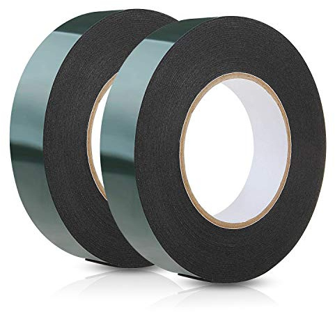 WooZuu Lot de 2 rouleaux de ruban adhésif double face en mousse Noir 10 m x 20 mm