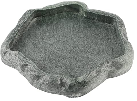 Reptilien Wasser Tablett, Harz Anti-Rutsch-Aufstieg Haustier Schildkröte Chamäleon Eidechse Rock Drinking Food Feeder Dish(S-Grün)