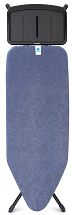 Brabantia - Asse da Stiro C - Per Caldaia a Vapore - Modello XL per Stirare - Supporto in Metallo - Regolabile in Altezza - Robusto a Quattro Gambe - Pieghevole - Denim Blue - 124x45 cm
