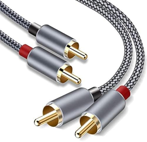 Goalfish Cinch-Kabel, 0,5 m, Cinch-Stecker auf Cinch-Stecker, Audio-Stereo-Subwoofer-Kabel, Hi-Fi-Sound, Nylon-ummanteltes AUX-Audiokabel für Heimkino, HDTV, Verstärker, HiFi-Systeme, Lautsprecher,