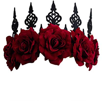 Gothic Floral Crown Stirnband Braut Blume Girlande Stirnband Haarkranz Girlande Floral Kopfschmuck mit Band Frauen Blume Tiara Haarschmuck für Hochzeit Cosplay Halloween Party Fotografie