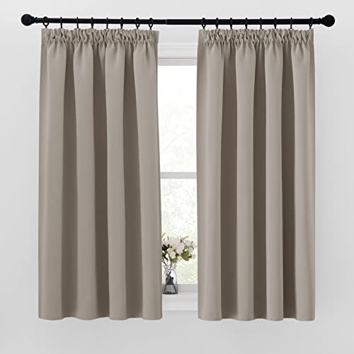 PONY DANCE Tende Corte per Finestre Oscurante con Fettuccia Tenda Termica Isolante Freddo per Cucina Curtains Cameretta Bambini 2 Pezzi 140x160 CM, Sabbia