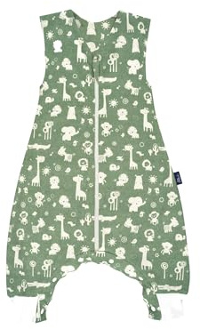 Alvi Sleep-Overall Light ideal für den Sommer, 0,5 TOG, kurzarm, leicht, mit Reißverschluss Granite Animals - Grün