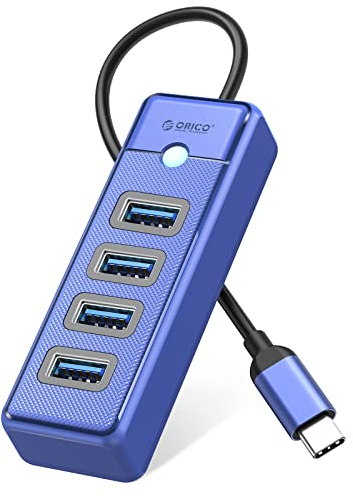 Hub USB C, Adattatore ORICO 4 Porte USB 3.0, con 4 Porte USB A per Laptop, Telefoni Cellulari, Tablet con Cavo da 0,15 m, Hub USB 3.0 Compatibile con Mac OS 10.X e Superiori, Linux, Android