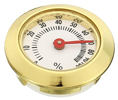 PATIKIL 1,1 Pulgadas Redondo Interior Exterior Higrómetro, Mini Humedad Monitor Indicador No Batería Requerida para Invernadero Oficina Habitación, Dorado