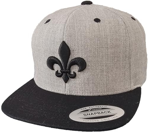 Casquette: Fleur de Lys - Flexfit Classic Snapback Basecap avec Broderie en 3D - Bonnet Hip-Hop Rap - Képi Lis - Cap Scout - Toque Paris - Urban Streetwear - Maria Madona Saint - Québec - Roi Royale