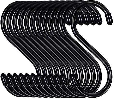 gvivej 24 ganci a S, ganci a forma di S, ganci neri in metallo pesante, per cucina, bagno, ufficio, giardino o attività all'aperto