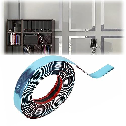 5 m Moulure Décorative et Garnitures Murales, Finition Effet Miroir Moulure Autocollante avec Film de Protection pour Mur, Carrelage, Cadre Miroir, Décoration de Meubles