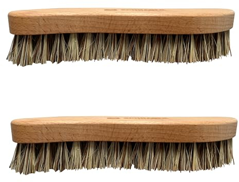 Schrader - Cepillo abrasivo vegano para la limpieza de madera, azulejos y piel, madera de haya y fibra natural, 20 x 5 cm, 2 unidades, fabricado en Alemania