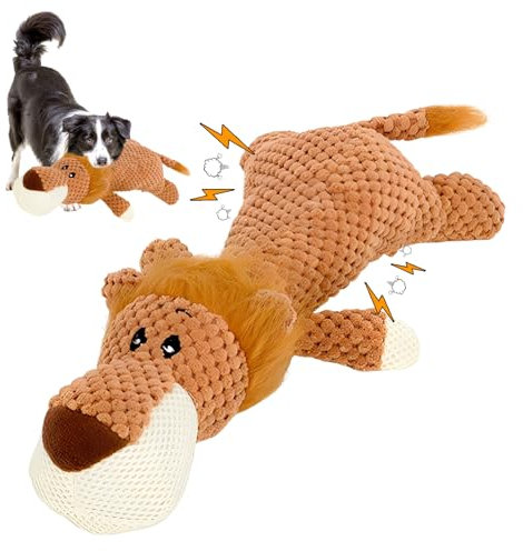 Kaezuy Hundespielzeug Unzerstörbar Kauspielzeug Hund, Quietschspielzeug Hund, Welpenspielzeug, Intelligenzspielzeug, Tauziehen Hundekauspielzeug für Kleine, Mittlere, Große Hunde (Löwe)