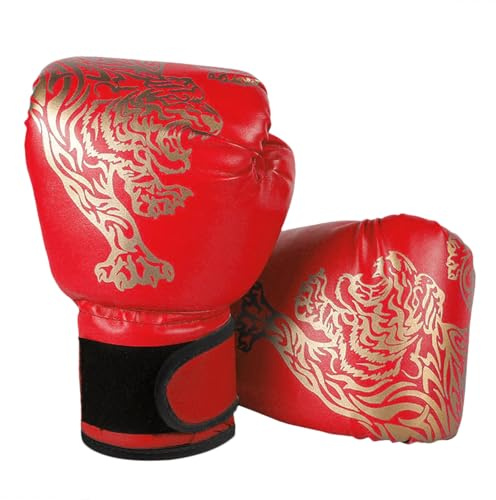 Gant et boxe pour Enfant, Gants de boxe en PU, entraînement primaire, adaptés 3-12 ans, (Rouge1, 6 oz)