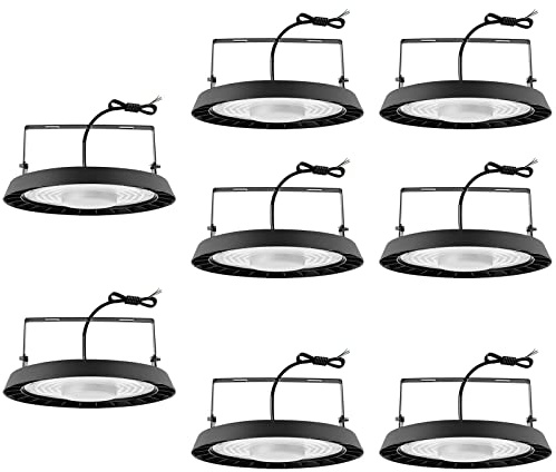 Jefedana (8 pezzi) UFO High Bay Lumiere 300 W, LED High Bay Light Bianco Freddo 6000 K, Ultra Sottile IP65 Impermeabile UFO Proiettore LED 30000LM Faretto Illuminazione da Soffitto, per Magazzino,