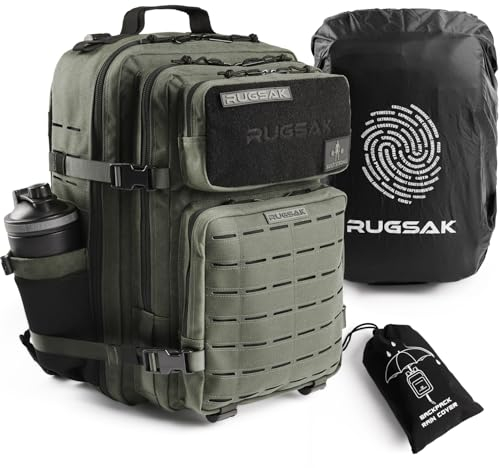 RUGSAK® ALPHA | Taktischer Rucksack [20-45L] Wasserdicht & EXTREM Robust | Militär Survival Backpack | für Outdoor Arbeit Wandern Camping und Gym | Molle Reiserucksack Herren & Damen (Steel Gray)