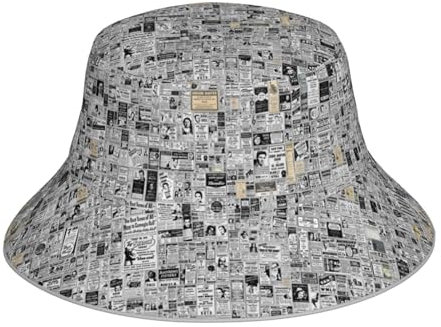 Reflektierender Fischerhut mit Zeitungsaufdruck, Unisex, Kopfbedeckung mit Nachtfluoreszenz, lässiger leuchtender Hut, Zeitung, One size