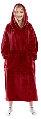 Gentlewarm Hoodie Blanket Sweatshirt for Women and Men, Super Warm and Cozy Long Wearable Blanket Hoodie, Thick Flannel Blanket with Sleeves and Giant Pocket