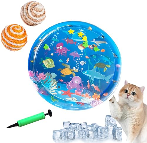 HOPASRISEE Sensorische Wassermatte Für Katzen, Sensorische Wassermatte Katze, Wassersensorische Matte Für Katzen, Water Playmat Katze, Wassermatte Zum Spielen Für Katzen (100CM-D)