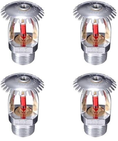 Feuer-Sprinklerköpfe, 1,27 cm NPT, 68 °C, aufrechtes Kupfer, Chrom, K80, schnelle Reaktion für Fabrikzentrum, Lager, 4 Stück