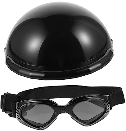 Parliky Hund Motorradhelm Mit Brille Für Kleine Haustiere Verstellbares Design Schutz Vor Uv-Strahlung Deko-Brille Für Fotos Passend Für Hunde Und Katzen