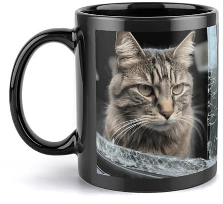 Kaffeetasse Große Porzellantasse Katze zertrümmert Glas im Auto Kaffeetassen Keramik Große Kaffeetasse mit Henkel Lustige Tasse Teetasse für Büro und Zuhause Einzigartige Kaffeetassen