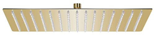 Hommdiy Regenbrause Anti-Kalk-Düsen Brausekopf Duschkopf Kopfbrause Regendusche Duschbrause Wand Decke Edelstahl,Gold,40 x 30 cm