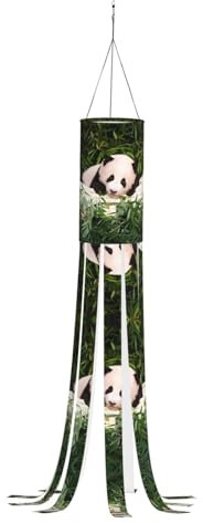 Niedlicher kleiner Panda, fliegender Halloween-Dekoration – Outdoor-Windsäcke mit 9 Schwänzen für Hof, Terrasse, Garten, Weg, Rasen
