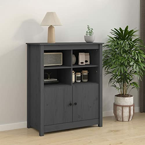 Xichuzi Sideboard Grau 83x41,5x100 cm Massivholz Kiefer, Kommode Schlafzimmer, Kommoden & Sideboards, Wohnzimmerschrank, Flur Kommode, Zimmer Möbel - 821514