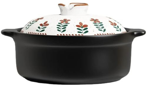 Cuenco de cerámica for servir sopa, cuenco for microondas, cacerola de cerámica con tapa, olla antiadherente resistente al calor for sopa, olla de barro for guisos salados y sopas sabrosas(5 Litres)