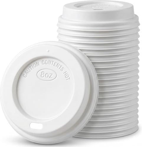 Signature Coffee Cup Lids, 8oz, 100 Pack, White | Sturdy quality ripple lids. Quick-snap. Fits all single and double wall paper cups. For hot drinks.