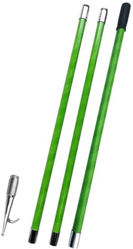 WDJBPSH Bootshaken ﻿Grüne Schubstange für Boot, 3/2 /1 M Lang Tragbare Rettungsstangen mit Abnehmbarem Haken Aus Rostfreiem Stahl, Glasfaser Werkzeuge für Die Wasserrettung(300cm/9.8ft)