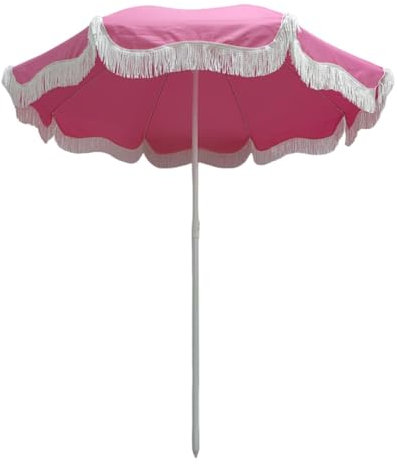KXWOQ3ED 200 cm Parasol de Jardin Boho avec Frange, Parasol de Plage Portatif, Parasol de Table Extérieur avec Sac de Transport, Parasol de Vacances avec Protection UV