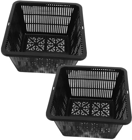 VANZACK Seau Hydroponique Noir 2 Pièces en Plastique pour Culture | Panier en Filet, Gestion des Plants Facile, Léger Terre, pour Jardin Intérieur et Petits Espaces