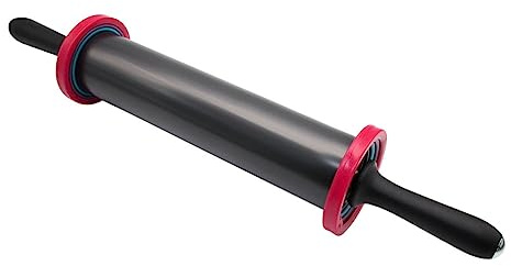 Rodillo para Masa de Hornear Ajustable de Acero Inoxidable | 3 Anillos de Grosor Extraíbles, Negro, Varios Estilos, Apto para Pizza y Galletas Estilo Aleatorio
