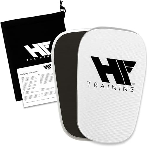 HF Training® Schienbeinschoner Fußball für Herren, Damen & Kinder (individuell anpassbar) - leicht & klein maximaler Schutz (inkl. Polster)- Schienbein-Schutz & Schoner Weiß dünn - Shin Pad Fussball