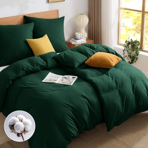 BEDELITE Bettwäsche 135x200 Baumwolle 4teilig - Bettbezüge 135x200cm 2er Set Dunkel Grün mit 2 Kissenbezüge 80x80 cm, Oeko-TEX Bedding weiche und kuschelige Bettwaren
