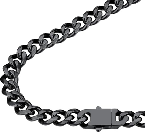 FindChic Miami Panzerkette aus Edelstahl Breite 6/9MM Kubanische Dicke Kette Länge 45/50/55/60/65/71/76cm