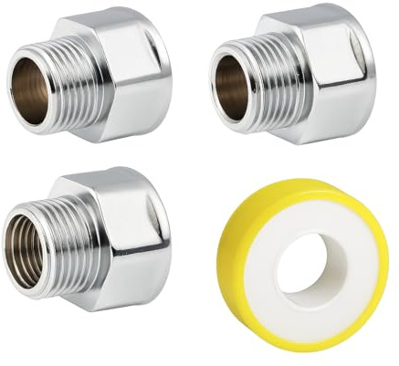 PipeSan Reducción Cromada Invertida 3/4 Hembra x 1/2 Macho – Montaje Reductor Latón Cromado – Fontanería Agua, Gas, Calefacción | Montaje Fontanería Reducción 34F-12M