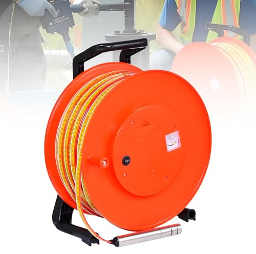 DNEPEI Indicateur électronique de Niveau d'eau pour puits, Outil de Mesure du Niveau d'eau avec sonde en Acier Inoxydable, sondeur Portable pour puits Profonds et forages 100m(328ft)