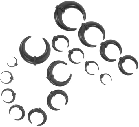 Abaodam 16piezas Kit para Dilatación de Tabique Nasal Anillos de Acrílico Negro con Pinzas Forma de Herradura para Perforación de Orejas y Tabique