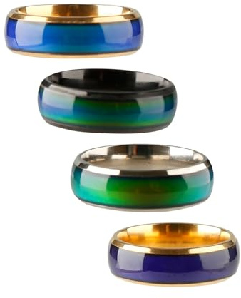Hopzab Stainless Steel Color Changing Ring,Rotatable Mood Control Rings,Decompression Ring，Novel Emotion Feeling Magic Circlet,Suitable for People Under High Stress and Anxiety,Multi-color